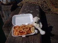 Paddy at the Fish Market in Sydney with his seafood basket